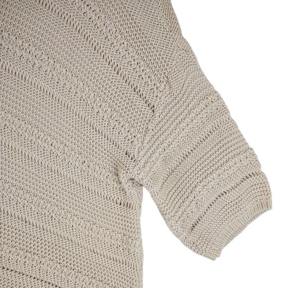 Joseph A Qu'est-Ce Que C'est Silk? Womens L Beige Chunky Knit Sweater Dolman Slv - Picture 3 of 6